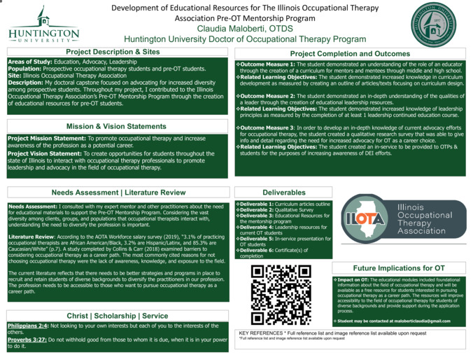 Development of Educational Resources for Illinois Occupational Therapy Association’s Pre-OT Mentorship Program Thumbnail