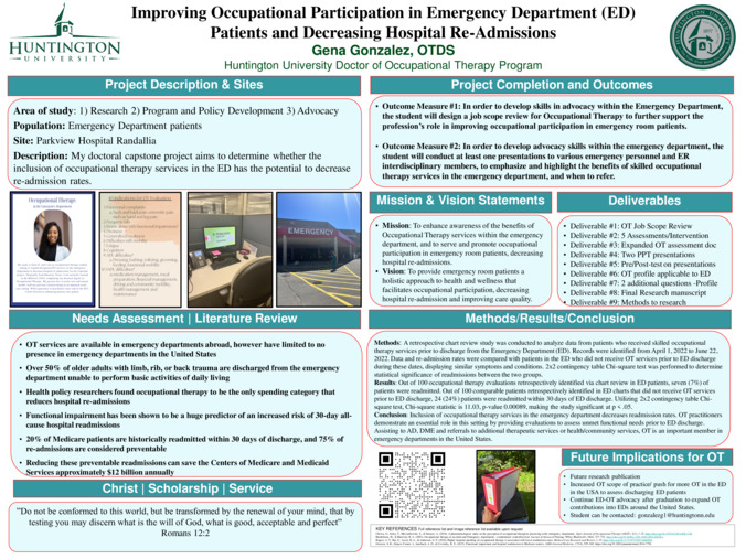 Improving Occupational Participation in Emergency Room (ED) Patients and Decreasing ER Hospital Re-Admissions Thumbnail