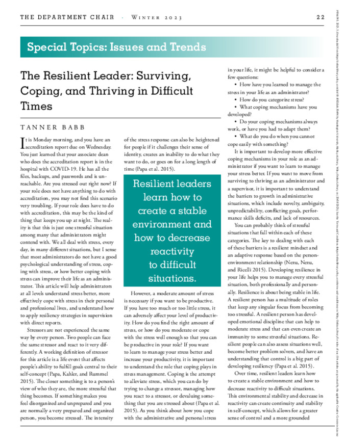 The Resilient Leader: Surviving, Coping, and Thriving in Difficult Times Thumbnail