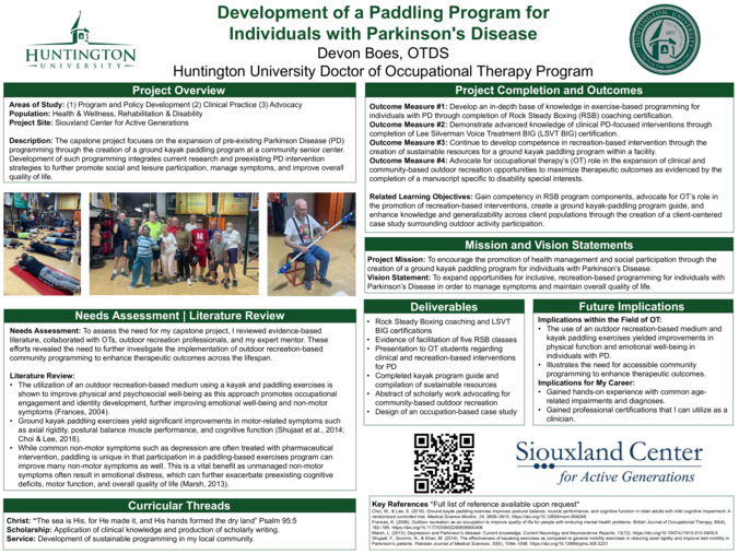 Development of a Paddling Program for Individuals with Parkinson’s Disease Thumbnail